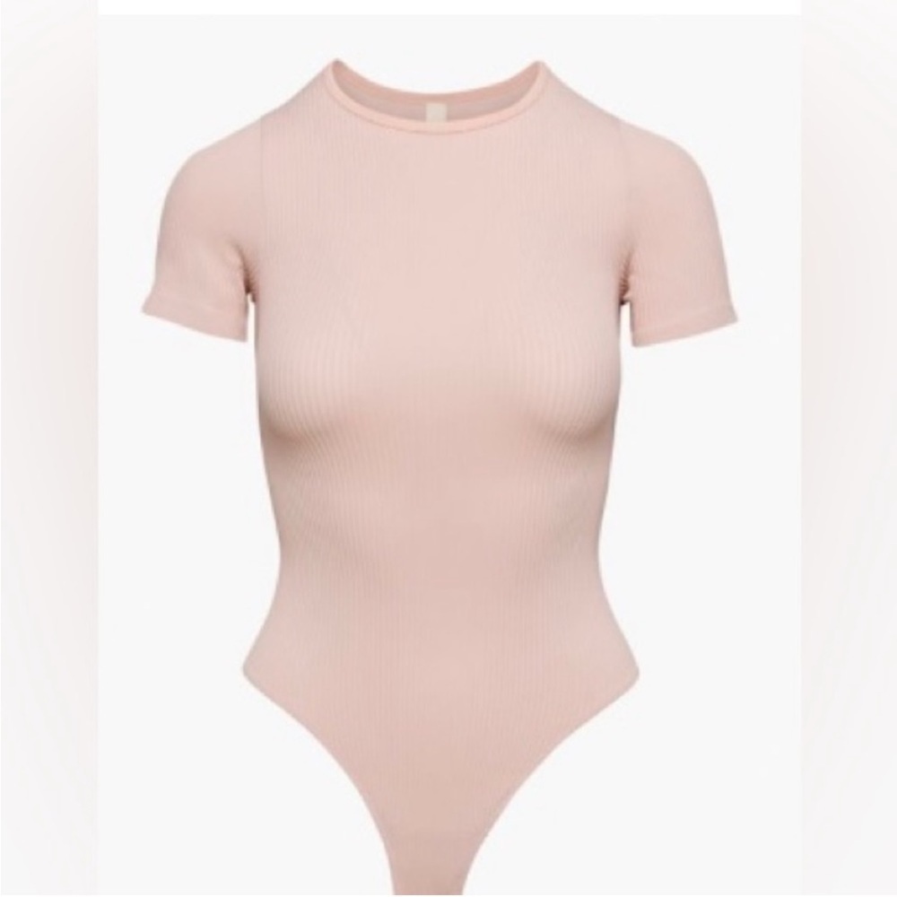 Aritzia the group by babaton seamless tee bodysuit Poetic Pink size Large ribbed - Picture 1 of 8